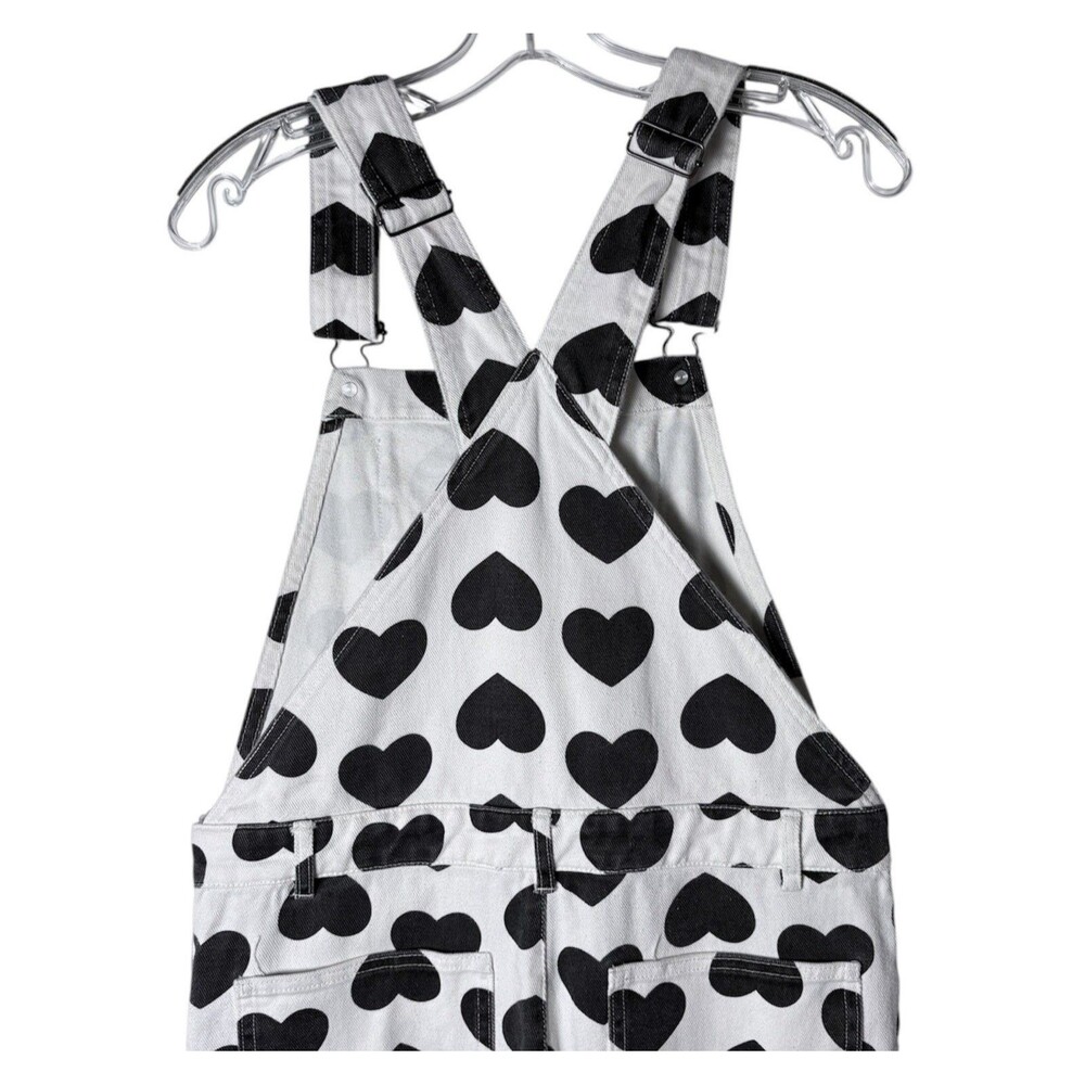 Lazy Oaf Black Heart Denim Overalls UK Size 8 US Size 4 32” Waist 25” Inseam - Picture 5 of 10